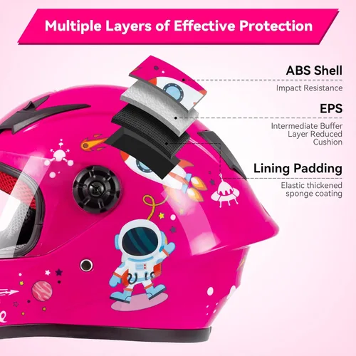 Miniatura 4 de Casco de motocicleta para niños, casco de cara completa para jóvenes, casco ligero aprobado por DOT para motocross, ATV, todoterreno, cascos