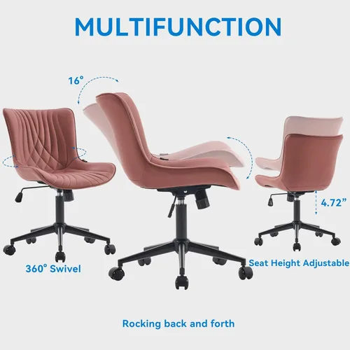 Miniatura 3 de YOUNIKE Silla de oficina, silla de escritorio sin brazos con ruedas, sillas giratorias ajustables para tareas de computadora de oficina en casa