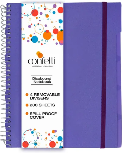 Miniatura 12 de Confetti Cuaderno de espiral – 4 separadores extraíbles, cubierta a prueba de derrames, banda elástica de cierre, bolsillo de almacenamiento – Bloc