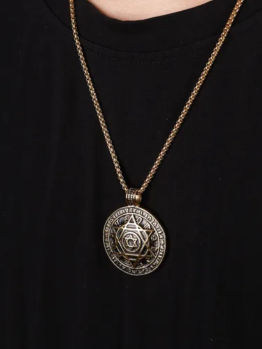 Miniatura 5 de HAQUIL Seal of Solomon Necklace, Stainless Steel 12 Constellations Hexagram Six Pointed Star of David Protection Amulet Pendant, Box Chain, Jewish