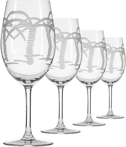 Miniatura 10 de Rolf Glass Juego de 4 copas de vino blanco de 12 onzas con diseño de palmera grabada, sin plomo, diseñadas y fabricadas en los Estados Unidos
