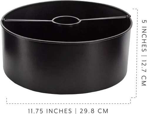 Miniatura 6 de AuldHome Design Maceta de sombrilla para mesa de patio con agujero para sombrilla (negro), macetas esmaltadas de medio círculo