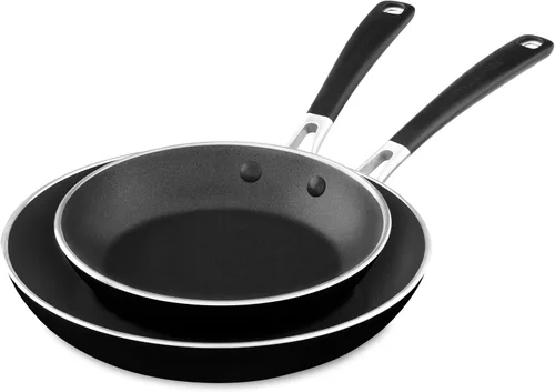 Miniatura 4 de KitchenAid Sartenes antiadherentes de aluminio de 10 y 12 pulgadas, paquete doble, sartenes para freír con base de acero inoxidable 4.0 de calibre