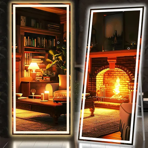 Miniatura 37 de Hasipu Espejo de longitud completa con luces, espejo de pie LED de 65 x 22 pulgadas, espejo de cuerpo completo para vestirse, espejo montado