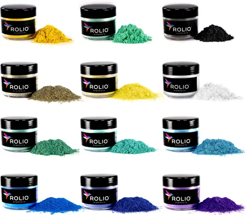 Miniatura 10 de Rolio Pigmento de color nacarado en polvo de mica, juego de arte para resina epoxi, para fabricación de jabón, esmalte de uñas, juego de brillo