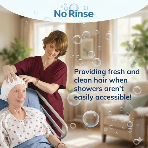 Miniatura 4 de Cleanlife Products No-Rinse - Gorro de champú (2 unidades), sin agua, sin enjuague, sin enjuague, para lavar y acondicionar el cabello, para bañar a