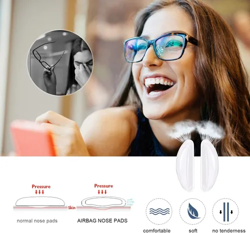 Miniatura 6 de SMARTTOP Bolsa de aire para lentes de 0.098 pulgadas, almohadillas de silicona para la nariz, 10 pares de almohadillas para la nariz para gafas