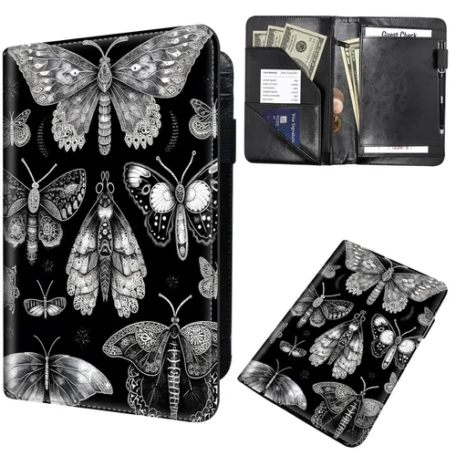 Miniatura 32 de Libros de mesero para camarera, cartera de cuero para camarero con cremallera, soporte para recibos, para camarero, camarero, accesorios