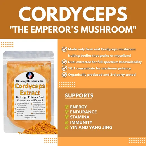 Miniatura 2 de Extracto orgánico de Cordyceps 10:1 de cuerpos fructíferos de hongos reales Nammex >20% de beta-glucanos extracto dual de alta potencia