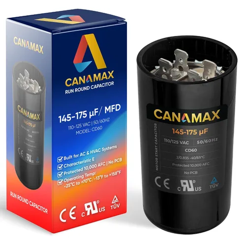 Miniatura 14 de 108-130 uf 108/130 MFD 110-125 VCA Voltios CD60 Condensador de arranque de motor redondo 50/60 Hz AC Eléctrico - Compatible con condensadores
