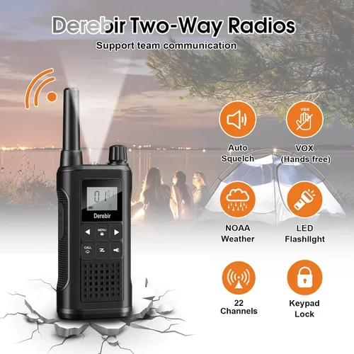 Miniatura 2 de Walkie Talkies para adultos, paquete de 2, walkie talkies recargables de largo alcance, 22 canales FRS, radios de 2 vías con alerta meteorológica