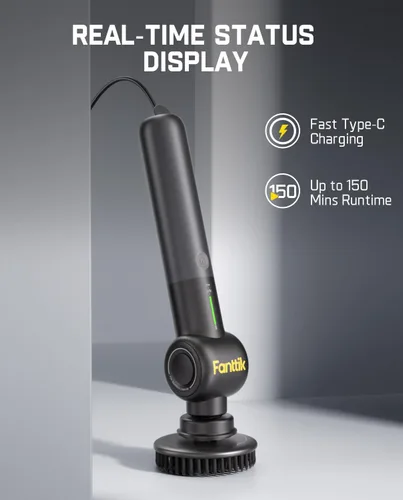 Miniatura 7 de Fanttik Flip G9 Pro - Limpiador eléctrico, motor VoltiPulse, limpiador de doble velocidad con 6 cabezales de cepillo, ángulo ajustable y mango Negro