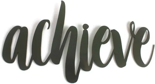 Arte de palabras de script de metal de acero - Varios tamaños y acabados (achieve Pequeño 13.5x6", Bronze Charcoal)