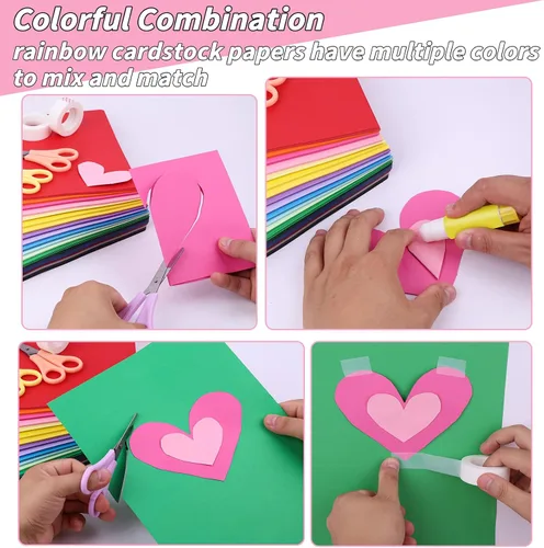 Miniatura 5 de Oleitodh Juego de 309 cartulina de colores a granel, juego de papel de cartulina de 8.5 x 11 pulgadas, 20 colores surtidos, papel de construcción