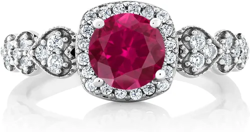 Miniatura 86 de Gem Stone King Anillo de compromiso de aniversario y piedra natal de corte redondo de 0.236 in para mujer, plata de ley 925, anillo de promesa