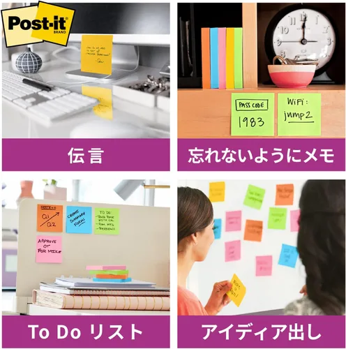 Miniatura 7 de Post-it 6561SS-NE Sticky Notes, Strong Adhesive, Neon Color, 3.0 x 2.0 inches (75 x 50 mm), 90 Sheets x 10 Packs B.neon