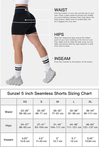 Miniatura 6 de Sunzel Pantalones cortos sin costuras para mujer, pantalones cortos de entrenamiento de 5 pulgadas, cintura alta, elásticos, para gimnasio, yoga