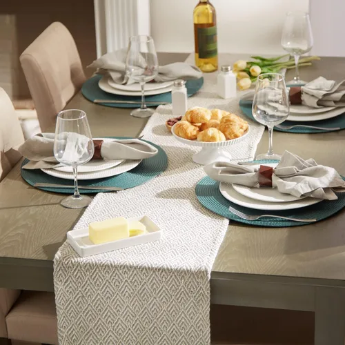 Miniatura 5 de DII Camino de mesa trenzado estilo granja, 15 x 72 pulgadas, 1 pieza, gris