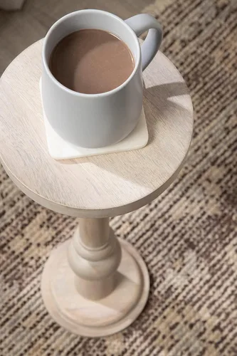 Miniatura 6 de Kate and Laurel Wegner Coastal Mesa Redonda de Madera para Bebidas, 8 x 23 pulgadas, Blanqueado, Mesa de Pedestal Elegante y Duradera para Usar como
