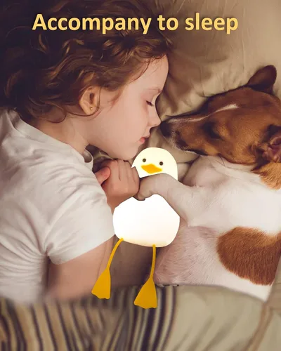 Miniatura 2 de Attivolife lámpara de noche con forma de pato para niños, lámpara de mesa LED de silicona, lámpara de control táctil de animal mago con temporizador