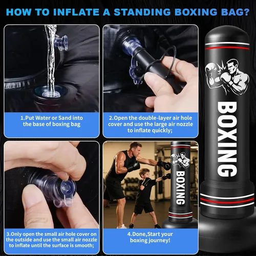 Miniatura 6 de Punching Bag for Adults with Stand, 74.8'' Free Standing Heavy Boxing Bag with Gloves and Pump for Men Women Teen Boys Girls Kickboxing Beginners