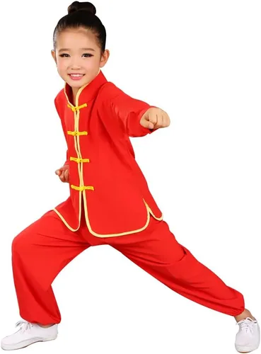 Miniatura 3 de Ropa de Kung Fu para niños, uniformes tradicionales de Tai Chi para niños y niñas, traje de manga larga con alas de arte marcial chino