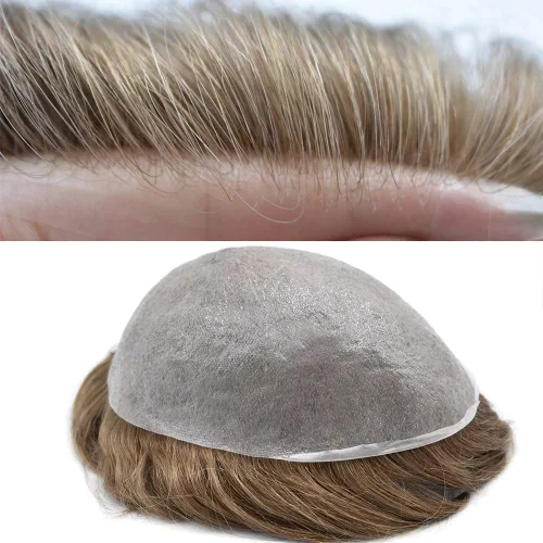 Miniatura 22 de Toupee - Sistema de reemplazo de cabello para hombres, piel ultrafina, transparente, 0.001 in, poliéster superfino, unidad de cabello de hombre, 8 x