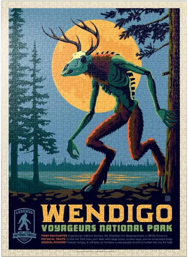 Miniatura 9 de MyPuzzle Legends of The National Parks: Voyageurs' The Wendigo, póster vintage, rompecabezas premium de 100 piezas para adultos