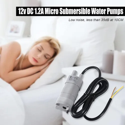 Miniatura 3 de Bomba de agua sumergible 12V 1.2A Bombas de alto flujo 14L/Min 600L/H 6-15V DC Bomba de agua miniatura de bajo ruido 4.9 ft Cable 5M Cabeza