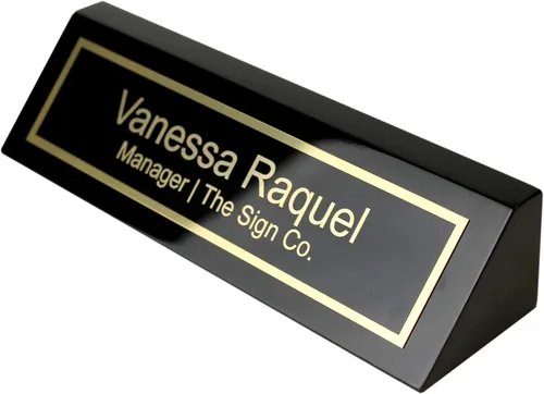 Placa de nombre personalizada para escritorio de negocios, placa de nombre de oficina para escritorio, piano negro, incluye grabado