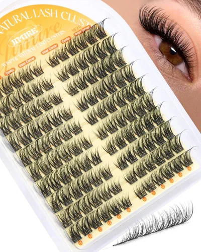Miniatura 20 de JIMIRE - Racimos de pestañas marrones, 6 estilos mixtos, rizado D, extensiones de pestañas naturales, 476 piezas, racimos de pestañas esponjosas