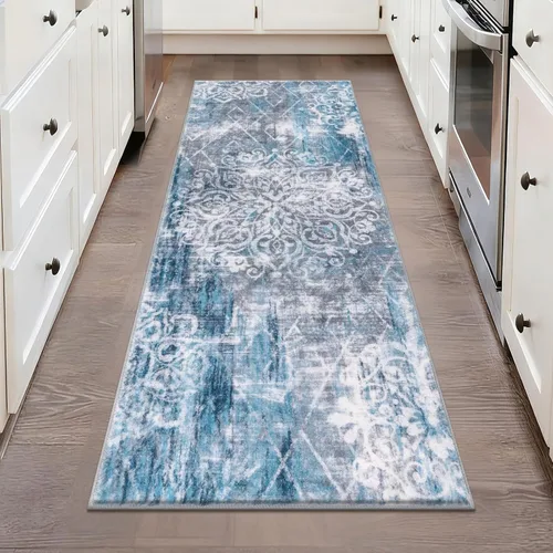 Miniatura 125 de HEBE Alfombra Pasillo 2'x10' Lavable Vintage Desgastada Alfombras de Área Antideslizante Alfombra de Lavandería Boho Alfombras de Piso para Pasillos