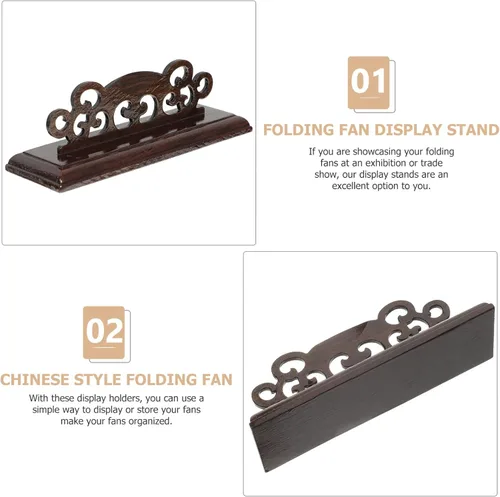 Miniatura 7 de FOMIYES Elegante soporte de exhibición de ventilador de mano de madera, soporte decorativo para ventilador de oficina en casa, galería y eventos