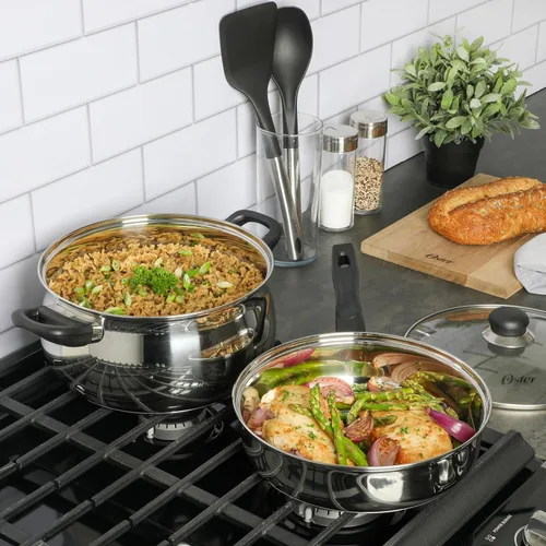 Miniatura 2 de Oster Rametto - Juego de ollas y sartenes de acero inoxidable con herramientas de cocina Juego de utensilios de cocina de 5 piezas