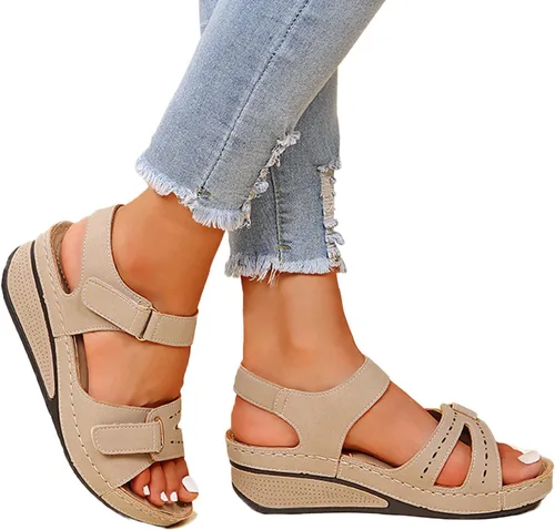 Sandalias ortopédicas de moda para mujer, pantuflas para caminar con soporte de arco, puntera abierta, correa de tobillo, alpargatas de plataforma,
