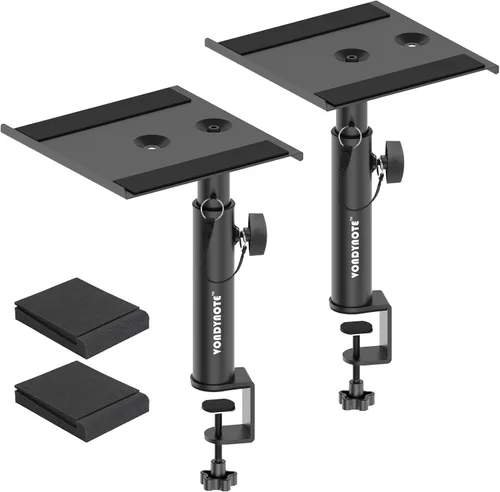 Miniatura 10 de Vondynote Juego de 2 soportes para monitor de estudio, soportes para altavoces de escritorio de altura ajustable de 12 a 18 pulgadas con abrazadera