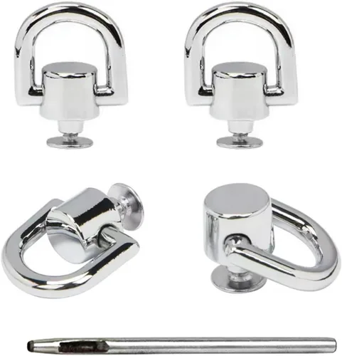 Miniatura 11 de Anillos en D para accesorios de bolso para hacer bolsas, 8 anillos en D de metal y tornillos, anillos en D giratorios de 360 grados para bolso