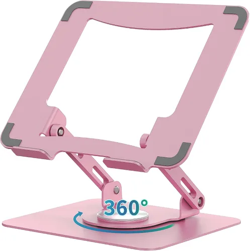 Miniatura 11 de SOUNDANCE Soporte para laptop con base giratoria de 360°, elevador ergonómico para computadora para escritorio, altura ajustable multiángulo, Gris