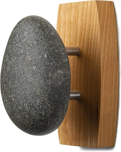 Miniatura 7 de Sea Stones Coast Hook - Gancho para abrigos, seleccionado a mano, gancho de pared de piedra natural con elegante placa trasera de madera, cuelga tus