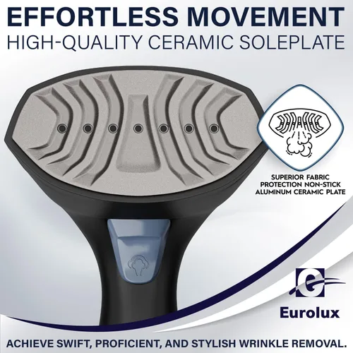 Miniatura 5 de Eurolux Vaporizador portátil para ropa, vaporizador portátil de viaje para ropa, tanque de agua desmontable, potente removedor de arrugas de tela