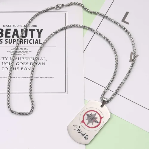 Miniatura 2 de AntaQuyaN Kpop Stray Kids Merch - Collar con colgante para niños joyería de acero inoxidable para regalos color blanco Acero inoxidable Acero