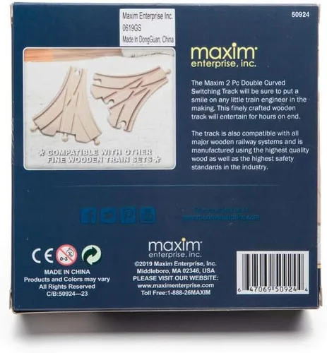 Miniatura 3 de maxim enterprise, inc. Doble pista de interruptor curvada, accesorios de madera para tren compatibles con Thomas & Friends, tren de madera Brio