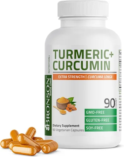 Bronson Curcumina de cúrcuma extra fuerte, antioxidante, apoyo articular y digestión con BioPerine, sin OMG, 90 cápsulas vegetarianas