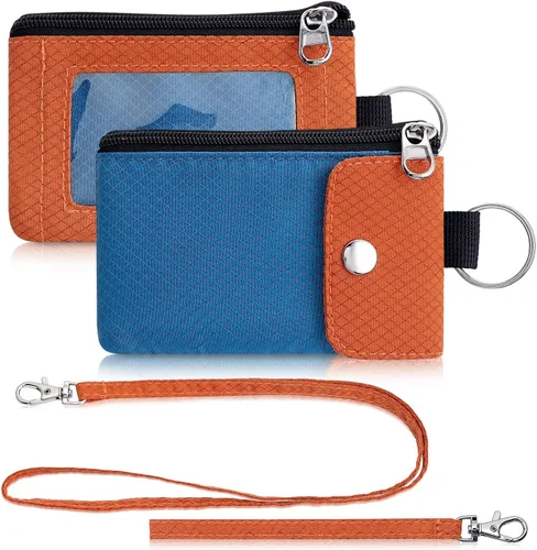 Miniatura 13 de Artpaxy Cartera minimalista para hombres y mujeres, llavero con bloqueo RFID, con cremallera, pequeña cartera con ventana de identificación, 2