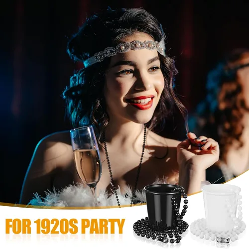 Miniatura 6 de Dandat 24 piezas de chupito en collar de cuentas, accesorios de graduación, mini vasos de plástico desechables para fiesta de graduación, accesorios