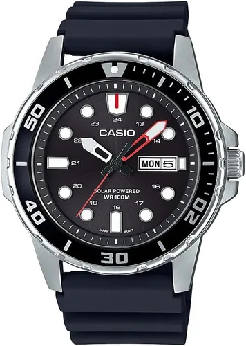 Casio Serie MTPS110 | Reloj analógico unisex | 100M WR | Caja de acero inoxidable | Análogo de 3 manecillas (HR, Min, SEC) | Indicación de la fecha