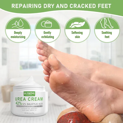 Miniatura 3 de Crema de urea 42% - 2% ácido salicílico hidratante para pies - Quitamanchas y piel muerta, lima reparadora de pies, 3.5 onzas