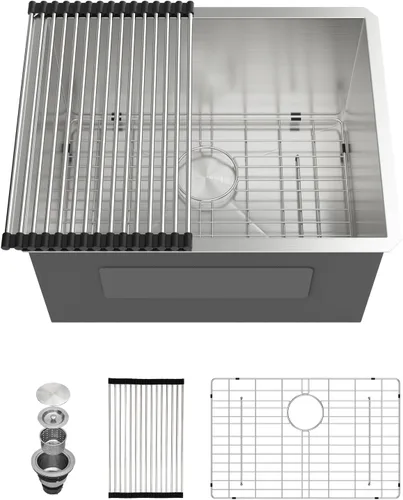 Miniatura 16 de Sarlai - Fregadero de cocina, de 30 x 18 pulgadas, empotrado, simple, de acero inoxidable calibre 16