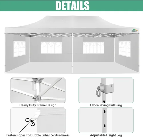 Miniatura 124 de COBIZI Tienda de campaña desplegable de 6.6 x 6.6 pies, toldo resistente, fácil de instalar, impermeable, para exteriores, fiestas, playa, jardín