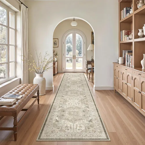 Miniatura 4 de Madane Tapete lavable de 2 x 10 pies para pasillo, cocina, recibidor, clásico, suave, antideslizante para interiores, casa de campo, baño, sala